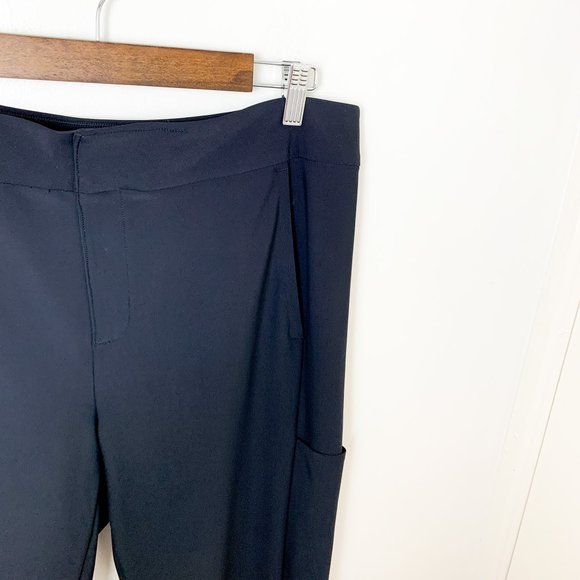 Athleta side pocket black trouser straight leg flat front zipper ankle 16T - Picture 2 of 8